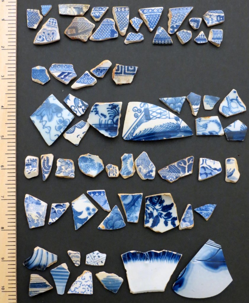 Blue pottery shards